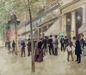 El Boulevard Montmartre y el Teatro des Varietes, c.1886